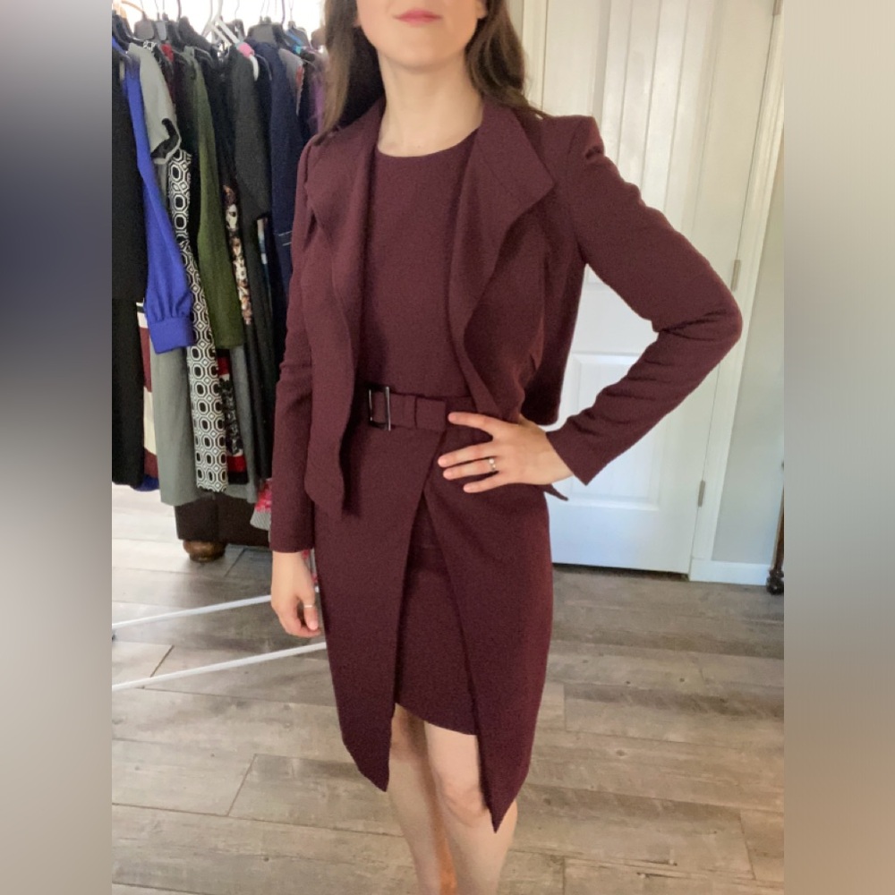 White House Black Market Cranberry Dress Suit Set - Size 4